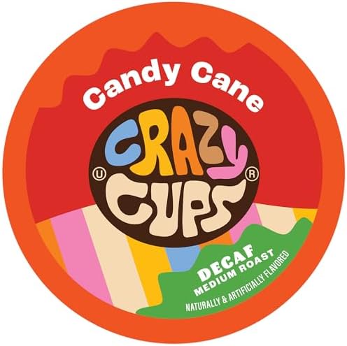 Amazon.com: Crazy Cups Decaf Flavored Coffee Pods, Candy Cane, Decaf Holiday Coffee Pods, Single Serve for Keurig K Cup Brewers, Medium Roast, 22 Count : Grocery &amp; Gourmet Food