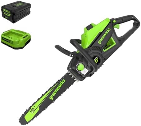 Amazon.com : Greenworks 60V 16" Brushless Cordless Chainsaw, 2.5Ah Battery and Charger Included : Patio, Lawn &amp; Garden