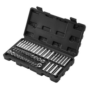 $17.99 KFFKFF 46-Piece Socket Set, 1/4 Inch Drive, SAE and Metric Sizes, Includes Deep and Standard Sockets, Mechanic Tool Kit with Storage Case, Chrome-Plated CR-V Steel, Ideal for Automotive Maintenance - 