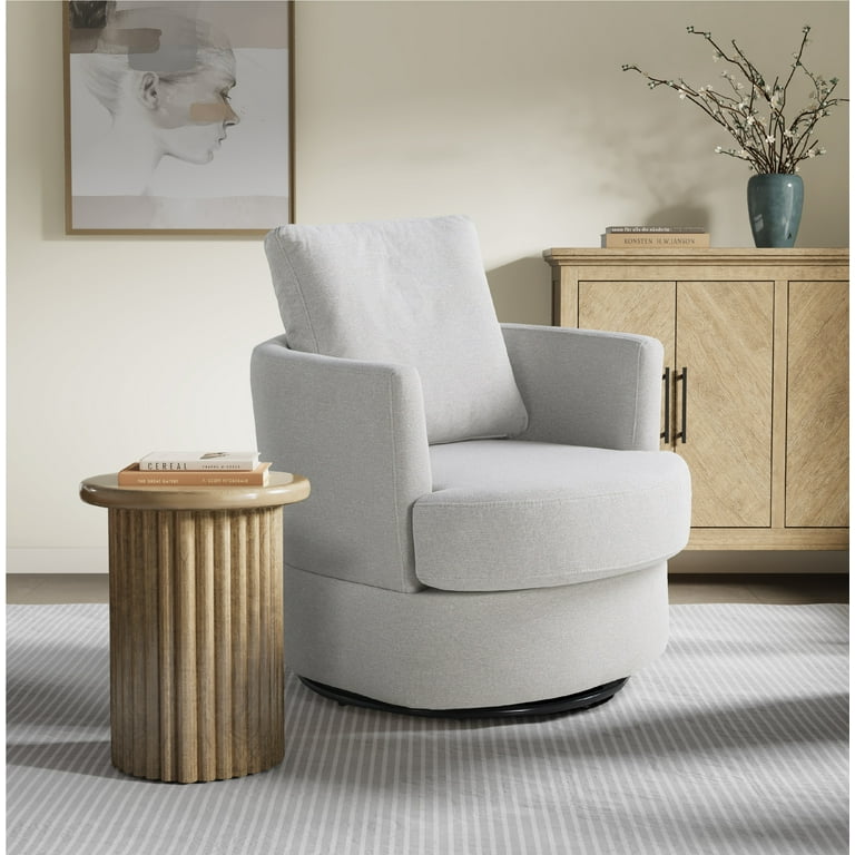 Studio Living Everest Modern Swivel Accent Chair, Ivory Fabric - Walmart.com