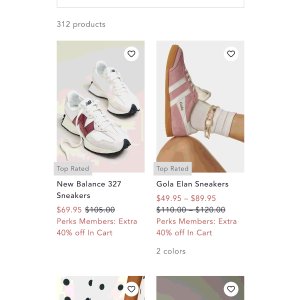  美鞋Perks Members: Extra 40% off In Cart