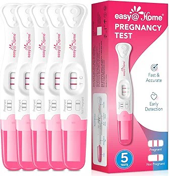 Easy@Home Pregnancy Test Sticks: 5 Count - Reliable and Early Detection Pregnancy Sticks - Precise Results in Minutes - Easy to Use at Home Urine Pregnancy Tests with Curved Handle : Health & Househol