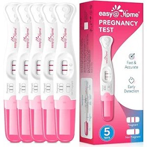 $3.99 Easy@Home Pregnancy Test Sticks: 5 Count - Reliable and Early Detection Pregnancy Sticks - Precise Results in Minutes - Easy to Use at Home Urine Pregnancy Tests with Curved Handle : Health & Househol