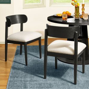 $138.00 Free Shipping! Beautiful Drew Dining Chairs Set of 2 with Rich Black Finish, Padded Seats, Contemporary Horseshoe Back - Walmart.com