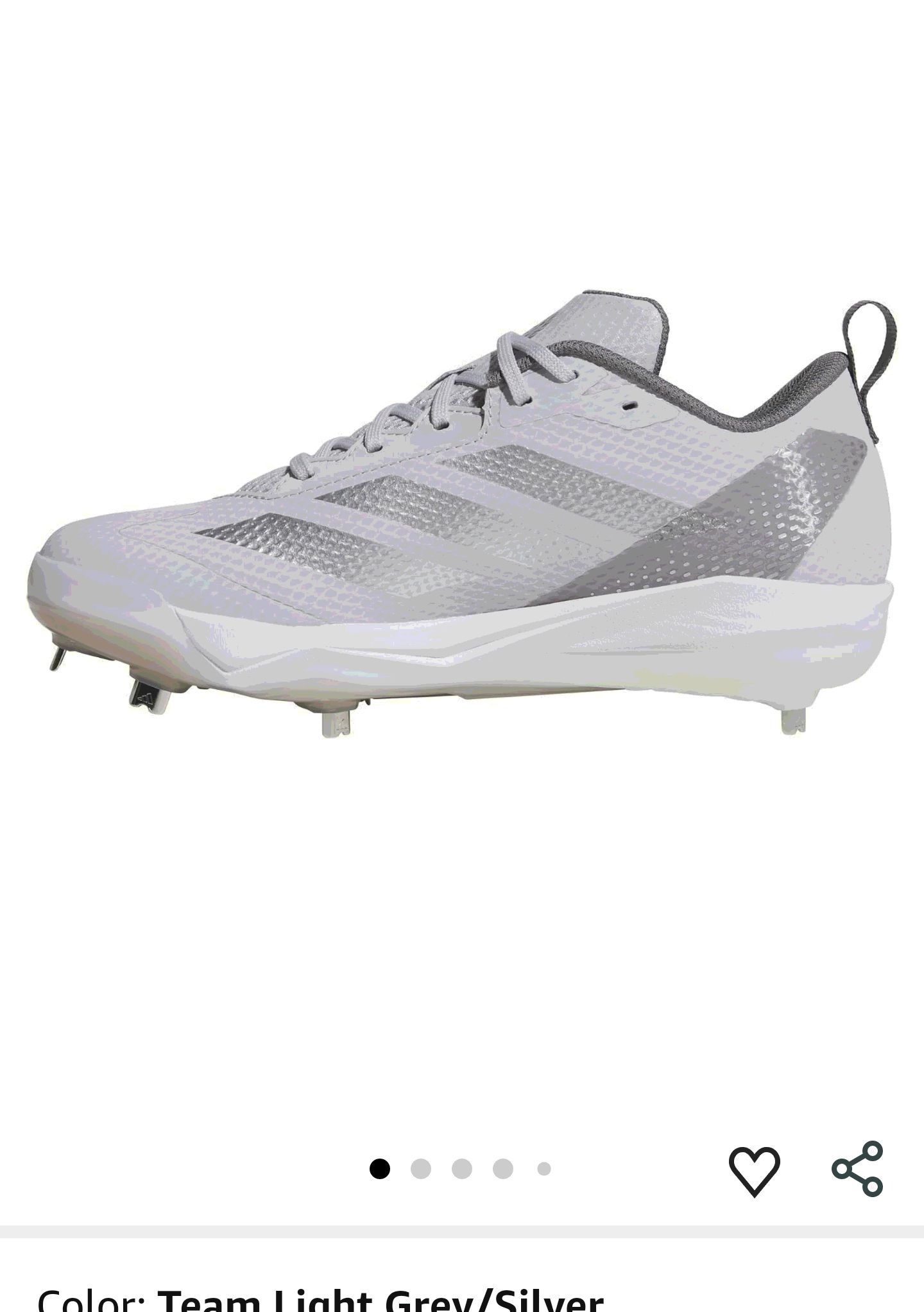 adidas Women's Adizero Instinct 2.0 Softball, Team Light Grey/Silver Metallic/Team Grey, 5.5 | Softball & Baseball