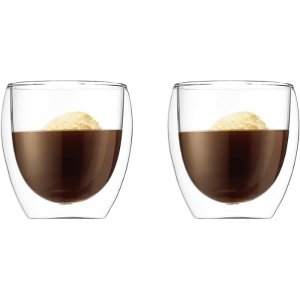 $15.99 Amazon.com | Bodum 8oz Pavina Double Wall Glasses, High Heat Borosilicate Glass, Set of 2, Clear: Tumblers: Highball Glasses