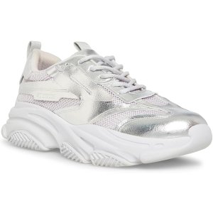 $55.67 Amazon.com | Steve Madden Men s Possess Fashion Lace-Up Sneaker, Silver, 8 | Fashion Sneakers