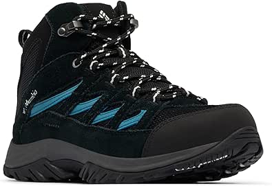 Amazon.com | Columbia Womens Crestwood Mid Waterproof, Black/Skylight, 10 Wide | Hiking Boots