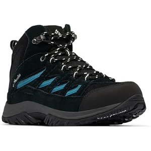 $44.74 Amazon.com | Columbia Womens Crestwood Mid Waterproof, Black/Skylight, 10 Wide | Hiking Boots