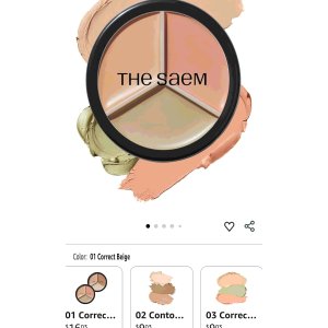 $7 Amazon.com : THESAEM Cover Perfection Triple Pot Concealer - 01 Correct Beige for Red Tone & Dark Circles - 3-Color Multi Concealer Palette for Skin Tones 21-23 - Korean Makeup with Sweet Almond Oil &