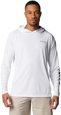 Columbia Mens PFG Terminal Tackle Long Sleeve Fishing Hoodie, White/Nightshade Logo, X-Large Tall at Amazon Men’s Clothing store