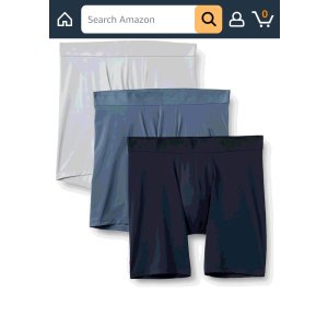 $6.16 Amazon Essentials Men s Microfibre Boxer Shorts Underwear, Pack of 3, Navy Blue/Blue/Light Grey, X-Small : Clothing, Shoes & Jewelry