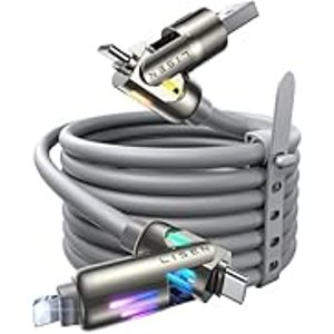$7.99 Amazon.com: LISEN USB C to Lightning Cable, Chubby 240W 4 in 1 Charging Cable 6.6FT, USB A/C to C/Lightning with Light iPhone Charger for iPhone 17 16 15 14 Pro Max/M5 MacBook Air Pro/iPad/S