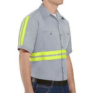 $10.84 Amazon.com: Red Kap mens Short Sleeve Wrinkle-Resistant Cotton Work Shirt Grey with Yellow/Green Visibility Trim Large/Tall: Clothing, Shoes & Jewelry