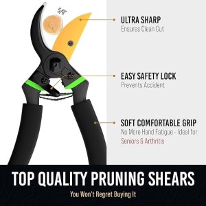 $12.75 Amazon.com : Ultra Sharp Japanese Steel Pruning Shears - Cuts 3X Easier, Weak Hand Arthritis Clippers, Rust-Resistant Titanium Coated Pruner, Effortlessly Cuts 3/4 Inch : Patio, Lawn & Garden