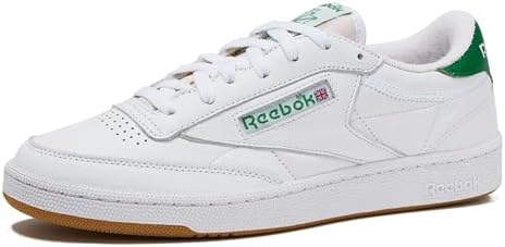 Amazon.com | Reebok Club C Vintage Tennis Sneakers for Men, Casual White Mens Shoes, Size 7 to 15, Footwear White/Glen Green/Rubber Gum 1, 3.5 | Fashion Sneakers