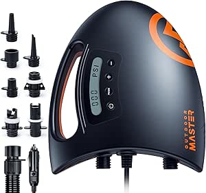 Amazon.com : OutdoorMaster Shark High Pressure SUP Pump - Electric Air Pump with 20 PSI Active Cooling System Dual Stage Inflation &amp; Auto-Off for Inflatable Paddle Board, Boats, Water Sp
