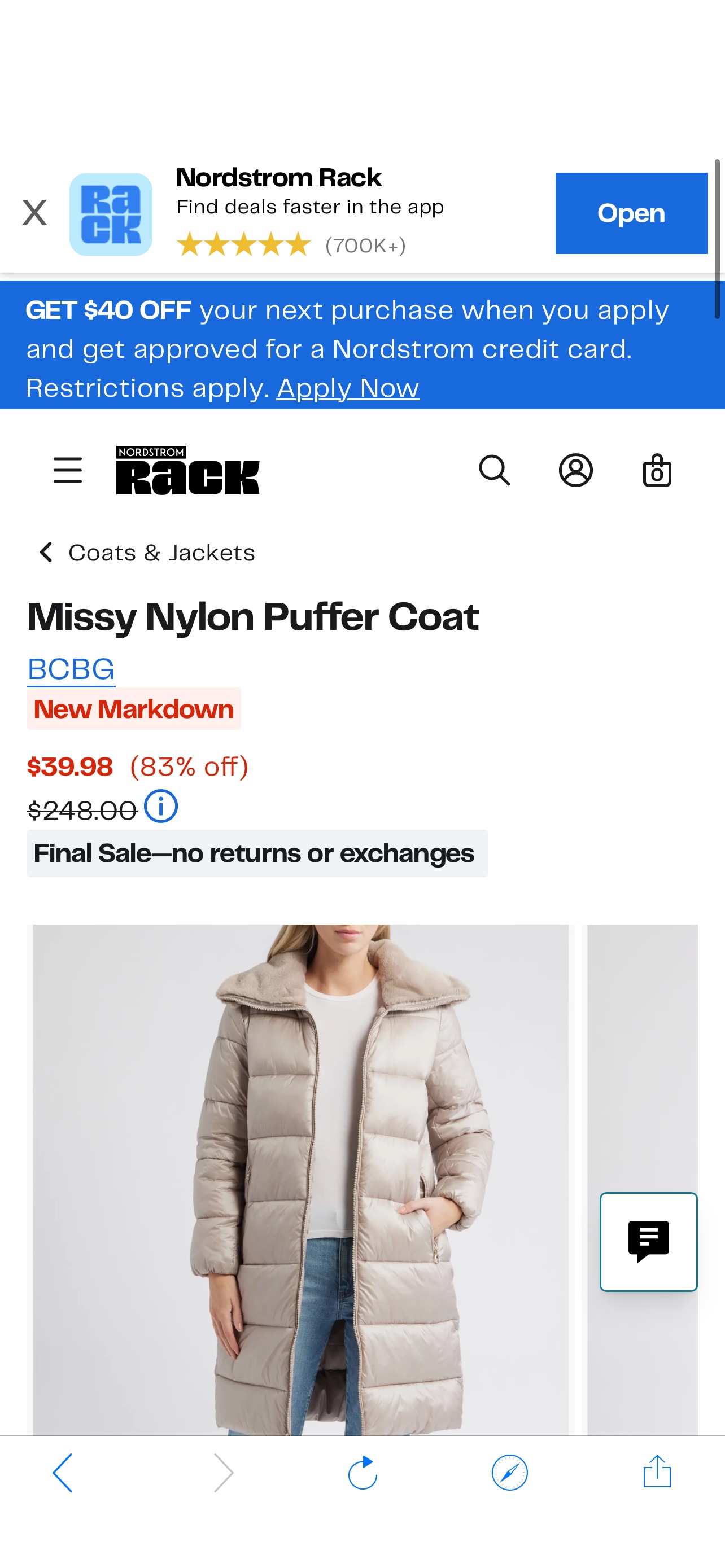 Missy Nylon Puffer Coat (Women) | Nordstromrack