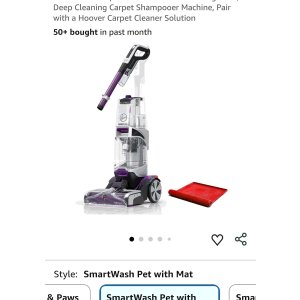 $271.99 Amazon.com - Hoover SmartWash Pet Automatic Carpet Cleaner Machine with Spot Chaser Wand and Storage Mat, Deep Cleaning Carpet Shampooer Machine, Pair with a Hoover Carpet Cleaner Solution