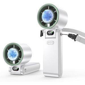 $20.68 Amazon.com: Hihvls Portable Handheld Fan with Ice Cooler, 199 Speed Personal Fan,5500mAh Rechargeable,20H Cooling Time,20000 RPM Powerful Motor, Summer Essential for Travel/Outdoor/Office, White : Hom