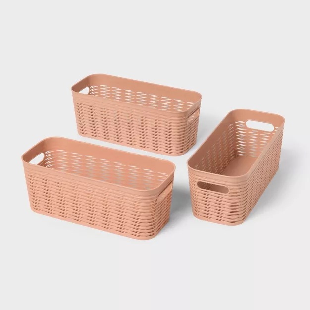 3pk Wave Half Medium Decorative Baskets Terracotta - Brightroom™ : Target