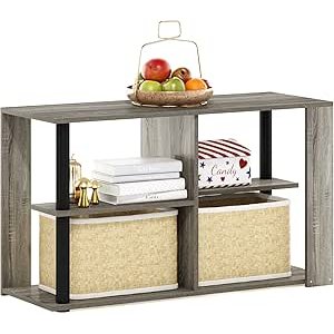 $25.72 Amazon.com: Furinno Romain Narrow End Table with Shelves, French Oak/Black : Home & Kitchen