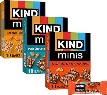 Amazon.com : KIND Mini Snack Bars Variety Pack, Gluten Free, Low Sugar, Low Calorie Snacks, Dark Chocolate Nuts & Sea Salt, Peanut Butter Dark Chocolate, Caramel Almond & Sea Salt, 30 Count : Everythi