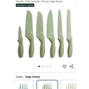 $16.99 GreenLife 6 Piece Kitchen Knife Set, Rust-Resistant Nonstick Coating, High Carbon Stainless Steel Knives, Blade Guards, Razor Sharp, Ergonomic Handle, Chef, Santoku, Paring, Sage Green : Tools & Home 