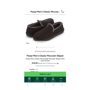 $18.99 Floopi Men s Classic Moccasin Slipper