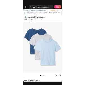 $7.47 Amazon.com: Amazon Essentials Boys  Short-Sleeve T-Shirts, Pack of 3, Grey/Blue/Sea, Medium