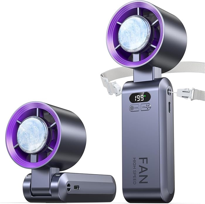 Amazon.com: Kimguard Handheld Portable Turbo Fan with Ice Cooler, Speed (1-199) Rechargeable Personal Fan[20000 RPM] Small Pocket Fans for Travel/Outdoor/Home/Office, Purple : Home & Kitchen