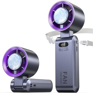 $15.29 Amazon.com: Kimguard Handheld Portable Turbo Fan with Ice Cooler, Speed (1-199) Rechargeable Personal Fan[20000 RPM] Small Pocket Fans for Travel/Outdoor/Home/Office, Purple : Home & Kitchen
