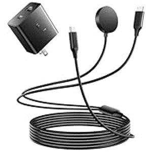 $12.64 Amazon.com: Comvin Compatible with 2 in 1 Samsung Watch Charger,5FT 25W Dual Port Wall Charger Fast Charging Block for Galaxy Watch 8/8 Classic/7/6/6 Classic/5 Pro/5/4/4 Classic/3/Active2/1,