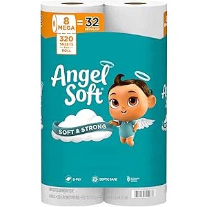 $5.99 Amazon.com: Angel Soft Toilet Paper, 8 Mega Rolls - 32 Regular Rolls, Soft and Strong Toilet Tissue : Health & Household