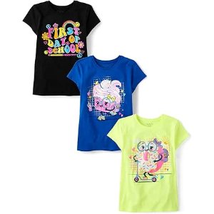 $7.70 Amazon.com: The Children's Place,Girls,School Days Short Sleeve Graphic T-Shirts,Multipacks,First Day/Cupcake/Doughnut 3-Pack,X-Large: Clothing, Shoes & Jewelry
