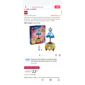 $22.49 Amazon.com: LEGO Disney Princess Cinderella’s Dress Kids Toy with Minidoll Character - Fun Building Toy for Girls and Boys Ages 9 and Up - Disney Gift Idea for Fans and Fashion Lovers - 43266 : Toys &