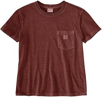 Carhartt Women's Relaxed Fit Lightweight Short Sleeve Garment Dye Pocket T-Shirt, Deep Spice Red, X-Small at Amazon Women’s Clothing store