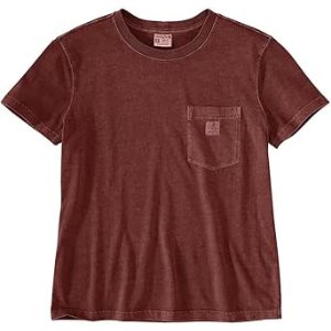 $16.08 Carhartt Women's Relaxed Fit Lightweight Short Sleeve Garment Dye Pocket T-Shirt, Deep Spice Red, X-Small at Amazon Women’s Clothing store