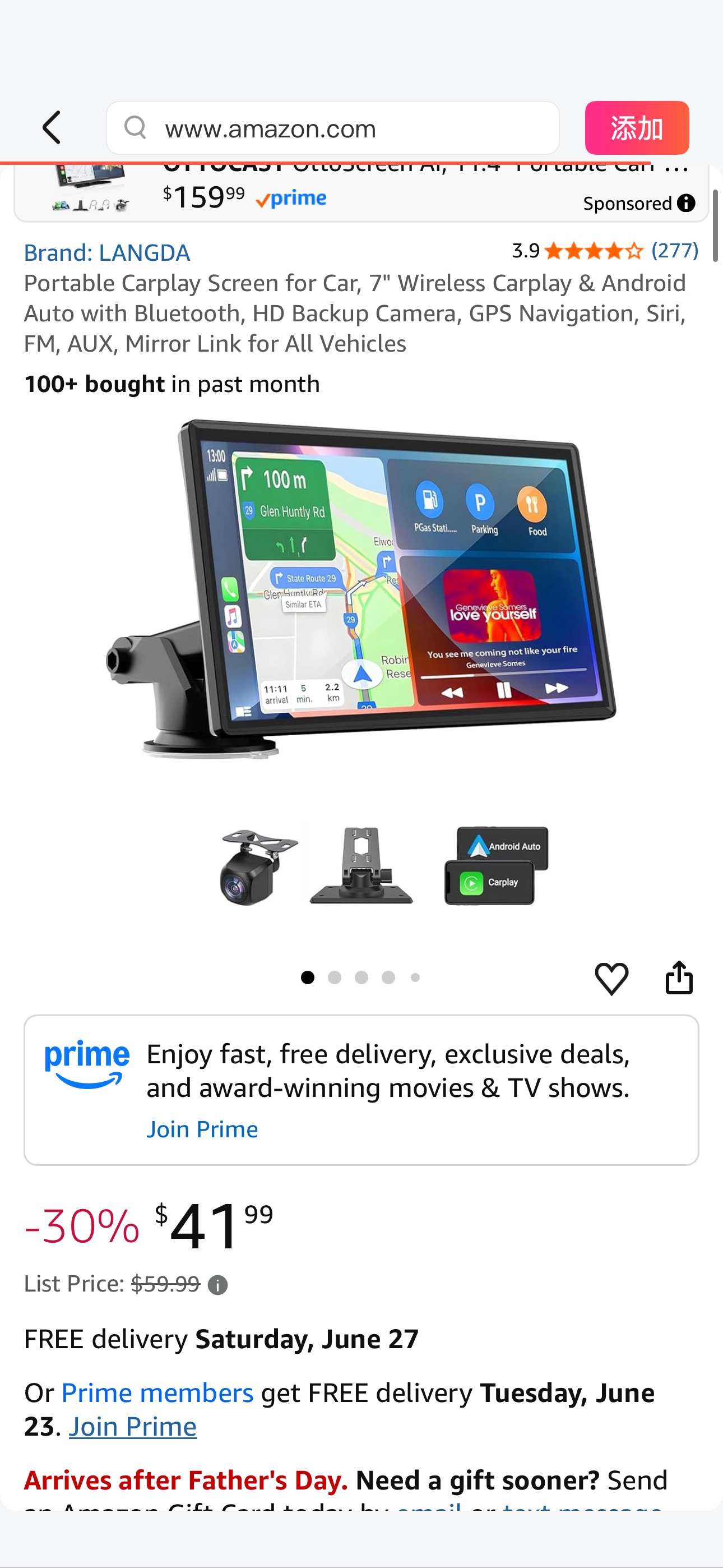 Amazon.com: Portable Carplay Screen for Car, 7" Wireless Carplay & Android Auto with Bluetooth, HD Backup Camera, GPS Navigation, Siri, FM, AUX, Mirror Link for All Vehicles : Electronics