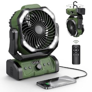 $32.39 Amazon.com: Peouix Portable Camping Fan Rechargeable - 20000mAh Cordless Battery Powered Tent Fans with LED Lantern, Remote Auto Oscillating USB C Table Operated Ventilador for Travel Outdoor Beach : 