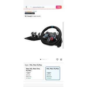 $180.48 Amazon.com: Logitech G29 Driving Force Racing Wheel and Floor Pedals, Real Force Feedback, Stainless Steel Paddle Shifters, Leather Steering Wheel Cover for PS5, PS4, PC, Mac - Black : Everything Else