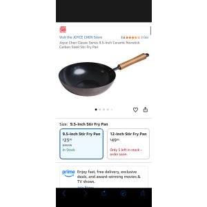 $23.70 Amazon.com: Joyce Chen Classic Series 9.5-Inch Ceramic Nonstick Carbon Steel Stir Fry Pan