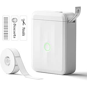 $9.99 Amazon.com : NIIMBOT D110 Label Maker Machine, Bluetooth Thermal Label Printer for School Home Office Organization, Mini Thermal Printer, Label Maker with 1 Label Tape, White : Office Products