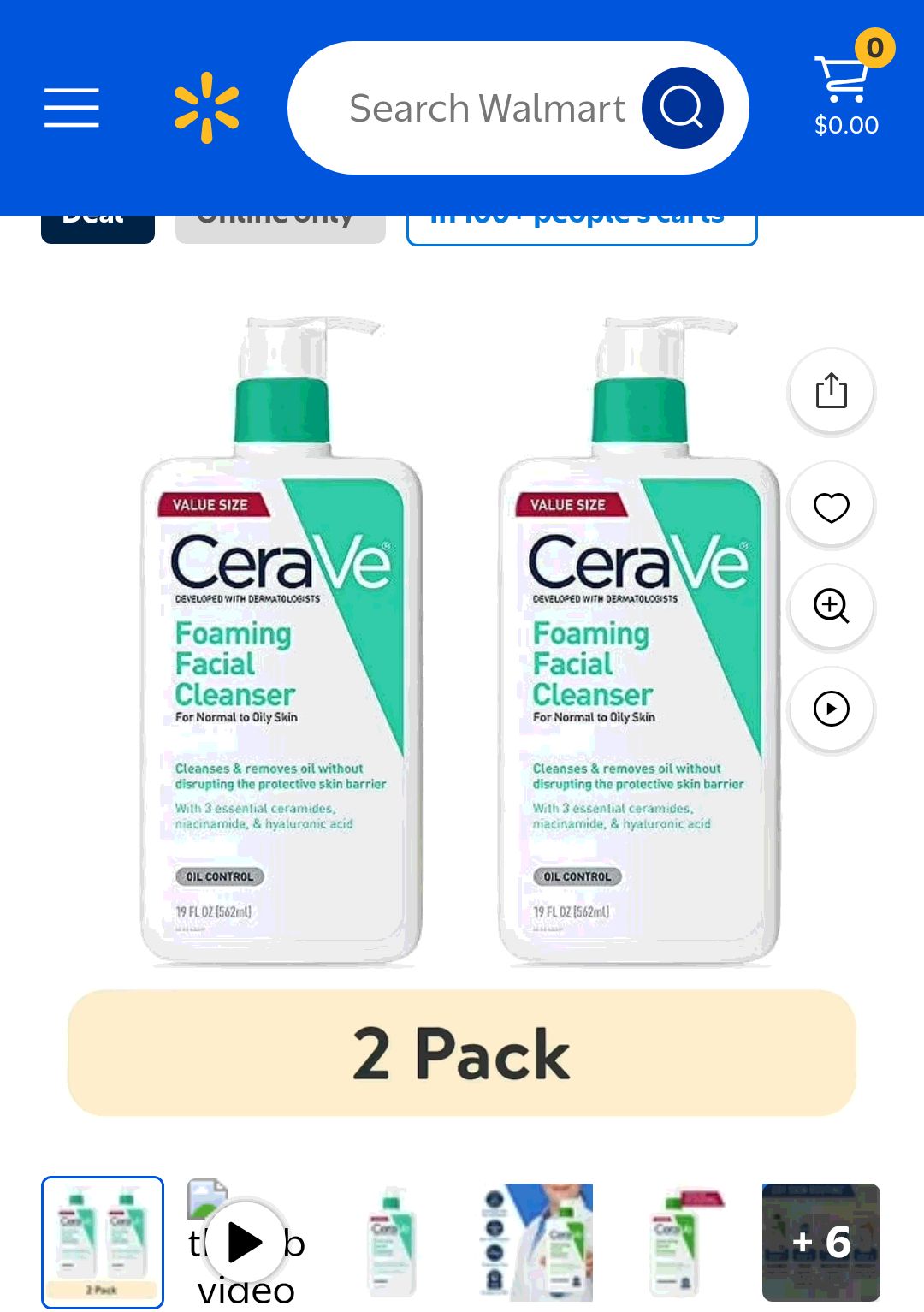 (2 pack) CeraVe Foaming Facial Cleanser | Makeup Remover and Daily Face Wash for Oily Skin | 19 Fluid Ounce - Walmart.com