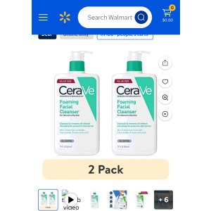 $14.94 (2 pack) CeraVe Foaming Facial Cleanser | Makeup Remover and Daily Face Wash for Oily Skin | 19 Fluid Ounce - Walmart.com