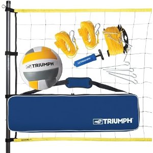 $40.34 Amazon.com : Triumph Sports Competition Volleyball Set for Backyard, Beach & Park with 32' Regulation Outdoor Volleyball Net, Steel Poles, Official Ball with Pump, Boundary Lines &a