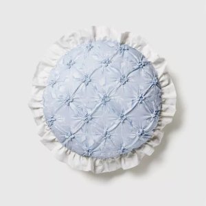 $12.75 Round Ruffle Throw Pillow Blue Floral : Target