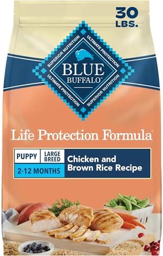 Amazon.com: Blue Buffalo Life Protection Formula Chicken &amp; Brown Rice Large Breed Puppy Dry Dog Food with DHA &amp; ARA, Supports Immunity with LifeSource Bits, Promotes Healthy Muscles 