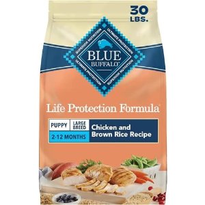 $45.25 Amazon.com: Blue Buffalo Life Protection Formula Chicken & Brown Rice Large Breed Puppy Dry Dog Food with DHA & ARA, Supports Immunity with LifeSource Bits, Promotes Healthy Muscles 