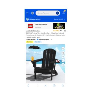 $93.99 SERWALL Folding Adirondack Chair Set, Black HDPE Fire Pit Chairs, Cup Holders, Weather-Resistant, Outdoor Seating - Walmart.com